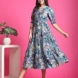 Women Floral Fit And Flare Dress-picture-44