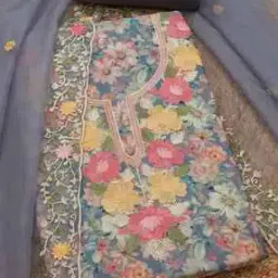 Women Chanderi Floral Unstitched Dress Material-image-42