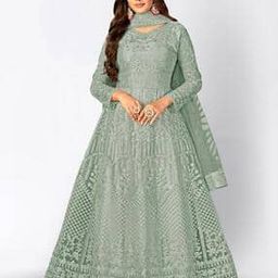 Embroidered Semi-Stitched Anarkali Dress Material-image-48