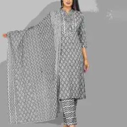 Floral Print Straight Kurta Set with Dupatta-image-12