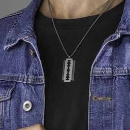 Razorblade Brushed Chain with Pendant-image-57
