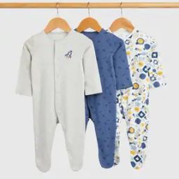 Boys Pack of 3 Space Printed Cotton Sleepsuits-image-62