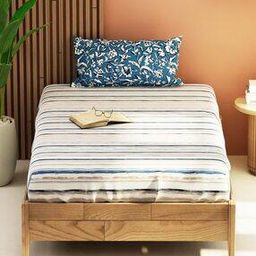 110 GSM Striped Single Bedsheet with Pillow Cover-image-52