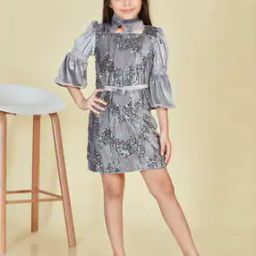 Girls Embellished Fit and Flare Dress-image-91