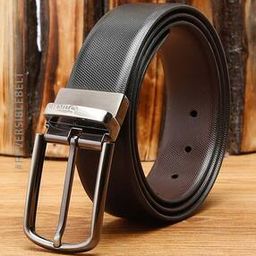 Men Textured Genuine Leather Wide Reversible Belt-image-34