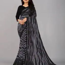 Striped Georgette Saree with Border-image-22
