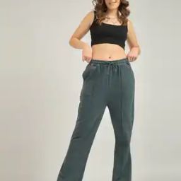  Women Elasticated Drawstring Waist Straight Track Pants-image-13
