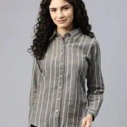 Stripes Shirt with Spread Collar-image-6