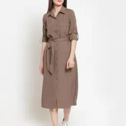 Shirt Dress with Buttoned-Flap Pockets and Tie-Up-image-5