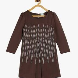 Girls Printed Round-Neck A-Line Dress-image-48