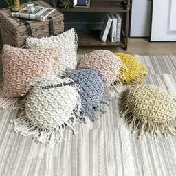 Set of 5 Macrame Knit Cushion Covers 16" x 16"-image-8