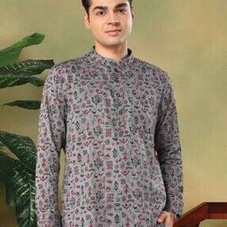 Men Printed Slim Fit Short Kurta-40