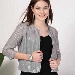 Women Embellished Regular Fit Front-Open Shrug-12