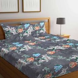 300 TC Floral Print Bedsheet with Pillow Covers-image-46