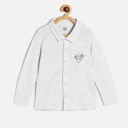 Spread Collar Shirt with Printed Patch Pocket-image-46