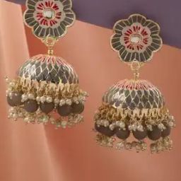 Gold Plated Meenakari Jhumki Earrings -JW-10101058GY-image-71