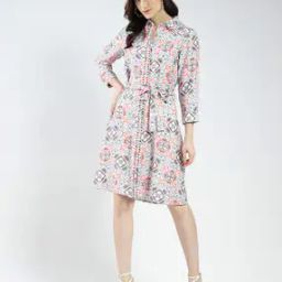 Women Geometric Tunic with Collar Neck-image-34