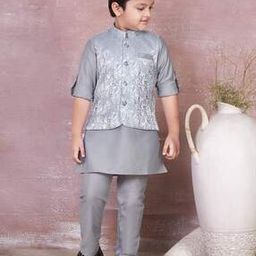 Boys Regular Fit Kurta Pyjama Set-image-56