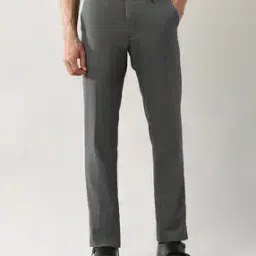 arrow Men Flat Front Straight Fit Trousers with Side Button Closure-picture-21
