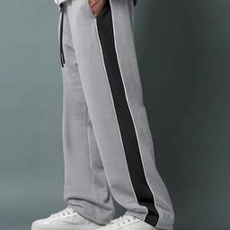 Men Colour-block Straight Track Pants-image-7