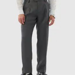 Men Single-Pleat Relaxed Fit Trousers-picture-14