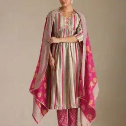 Women Embroidered A-Line Kurta Suit Set-image-37