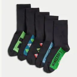Boys Pack of 5 Printed Ankle-Length Socks-12