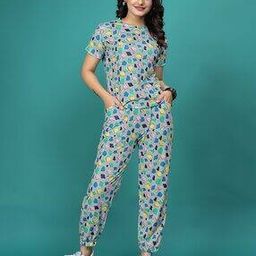 dadx Women Geometric T-Shirt & Pyjamas Set-picture-21