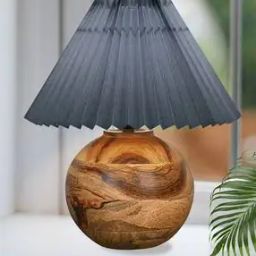 Round Wood Rustic Table Lamp -10