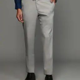 Slim Fit Flat-Front Formal Trousers-image-3
