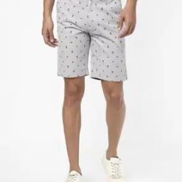 Printed Flat-Front City Shorts-7