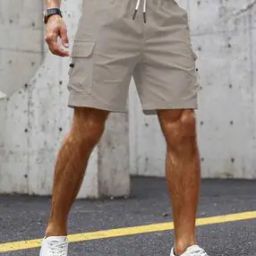 Men Regular Fit Cargo Shorts with Drawstrings-image-66