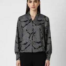 Women Printed Regular Fit Shirt with Spread Collar-image-3