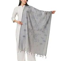Embroidered Cotton Dupatta with Tassels-picture-46