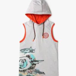 Boys Printed Regular Fit Hooded T-Shirt-image-50