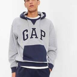 Arch Logo Print Hoodie with Kangaroo Pocket-image-62