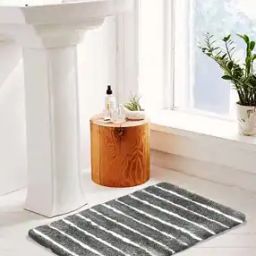 Striped Fluffy Antiskid Rectangular Bath Mat 31" x 19"-image-24