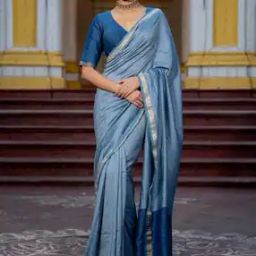 Women Cotton Blend Saree-image-3