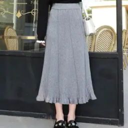 Women Ribbed A-Line Skirt-image-27