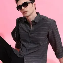 Men Striped Slim Fit Shirt with Patch Pocket-image-64
