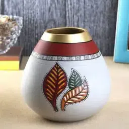 Leaf Print Terracotta Vase-image-29