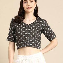 Geometric Print Front-Open Blouse-1