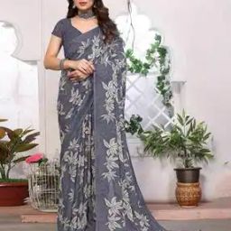 Leaf Print Georgette Saree-17