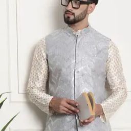 Sequin Embellished Nehru Jacket-53
