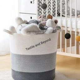 Foldable Wardrobe Cotton Mini Rope Laundry Basket-image-5