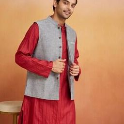 Men Regular Fit Nehru Jacket with Button Closure-image-70