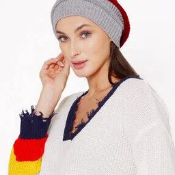 Colourblock Beanie with Pom-Pom-image-75