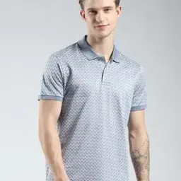  Men Collar Neck Polo Micro Print T-shirt-image-66