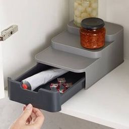 Compact 3-Tier Shelf Organiser with Drawer for Cabinet-42