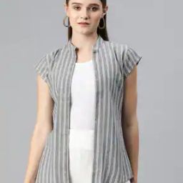 Striped Shrug with Front-Open-10